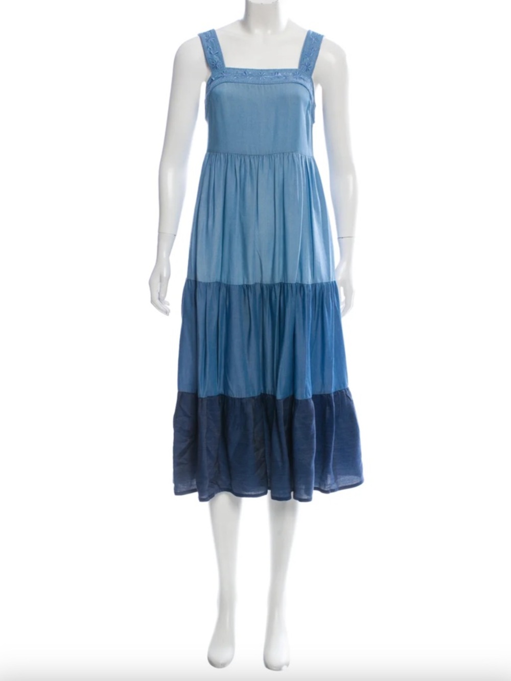 Kate Spade Chambray Tiered Sleeveless Midi Dress Size Small NWT
